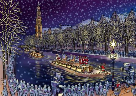 Christmas Canal Parade in Amsterdam